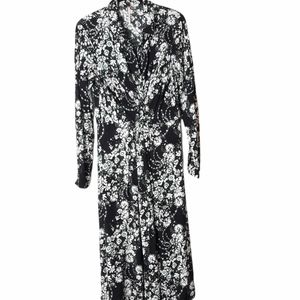 Free People Black Dark green & White Floral Shirtdress